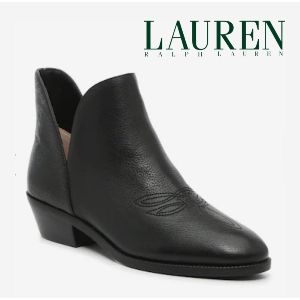 LAUREN RALPH LAUREN Prestyn Black Pull-On Western Style Bootie, Sz 5.5B